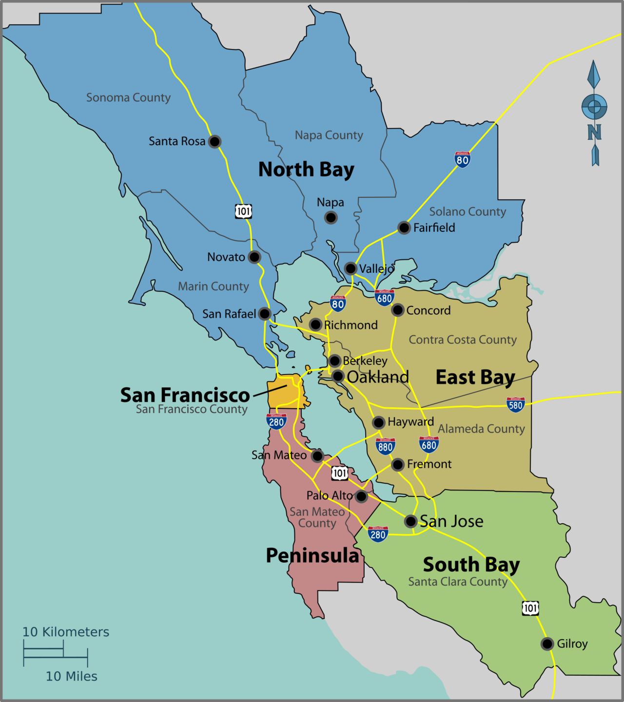 Map of Fleet Safety IQ's San Francisco Bay Area service area, including San Jose and the South Bay